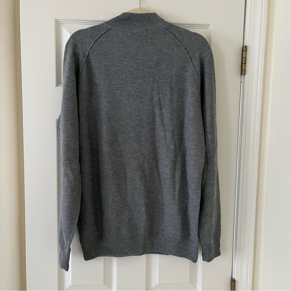 Peter Millar Parkway Textured Mock Neck Wool Cotton Gale Gray Sweater, Medium - Picture 3 of 7